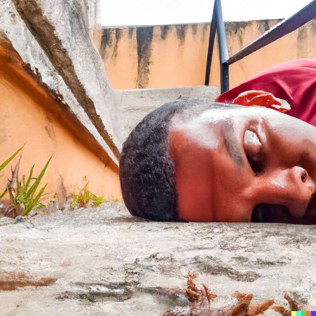 a representation of anxiety, photograph, taken from a low angle